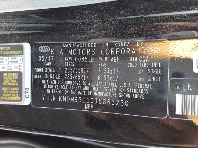 Photo 9 VIN: KNDMB5C10J6363250 - KIA SEDONA LX 