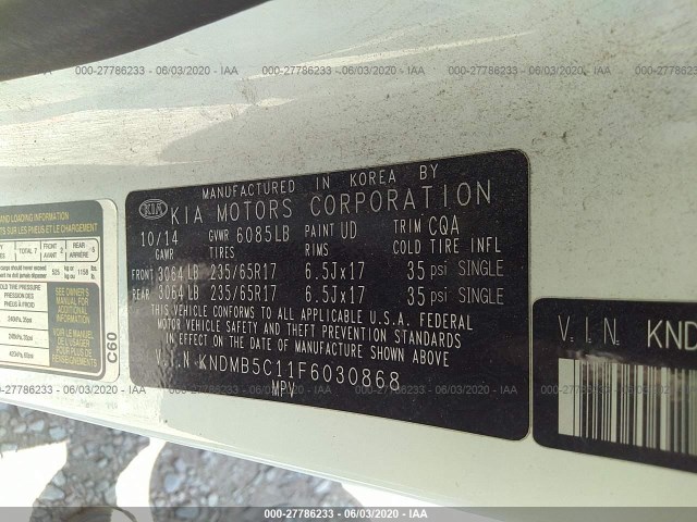 Photo 8 VIN: KNDMB5C11F6030868 - KIA SEDONA 