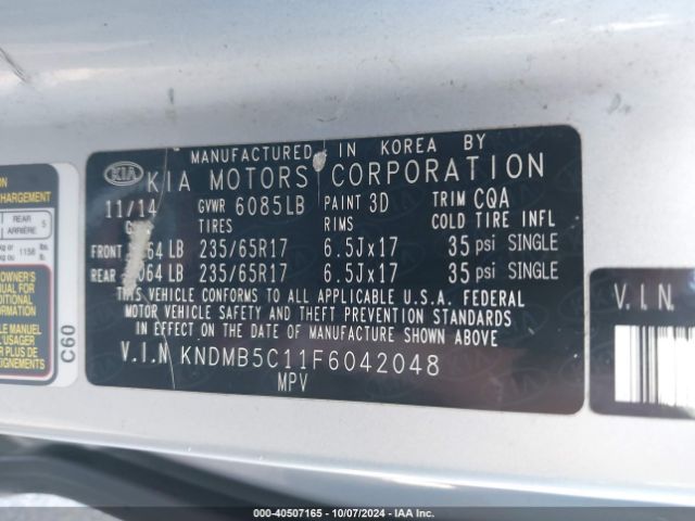 Photo 8 VIN: KNDMB5C11F6042048 - KIA SEDONA 