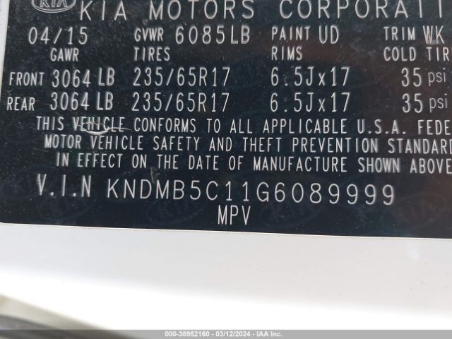 Photo 8 VIN: KNDMB5C11G6089999 - KIA SEDONA 