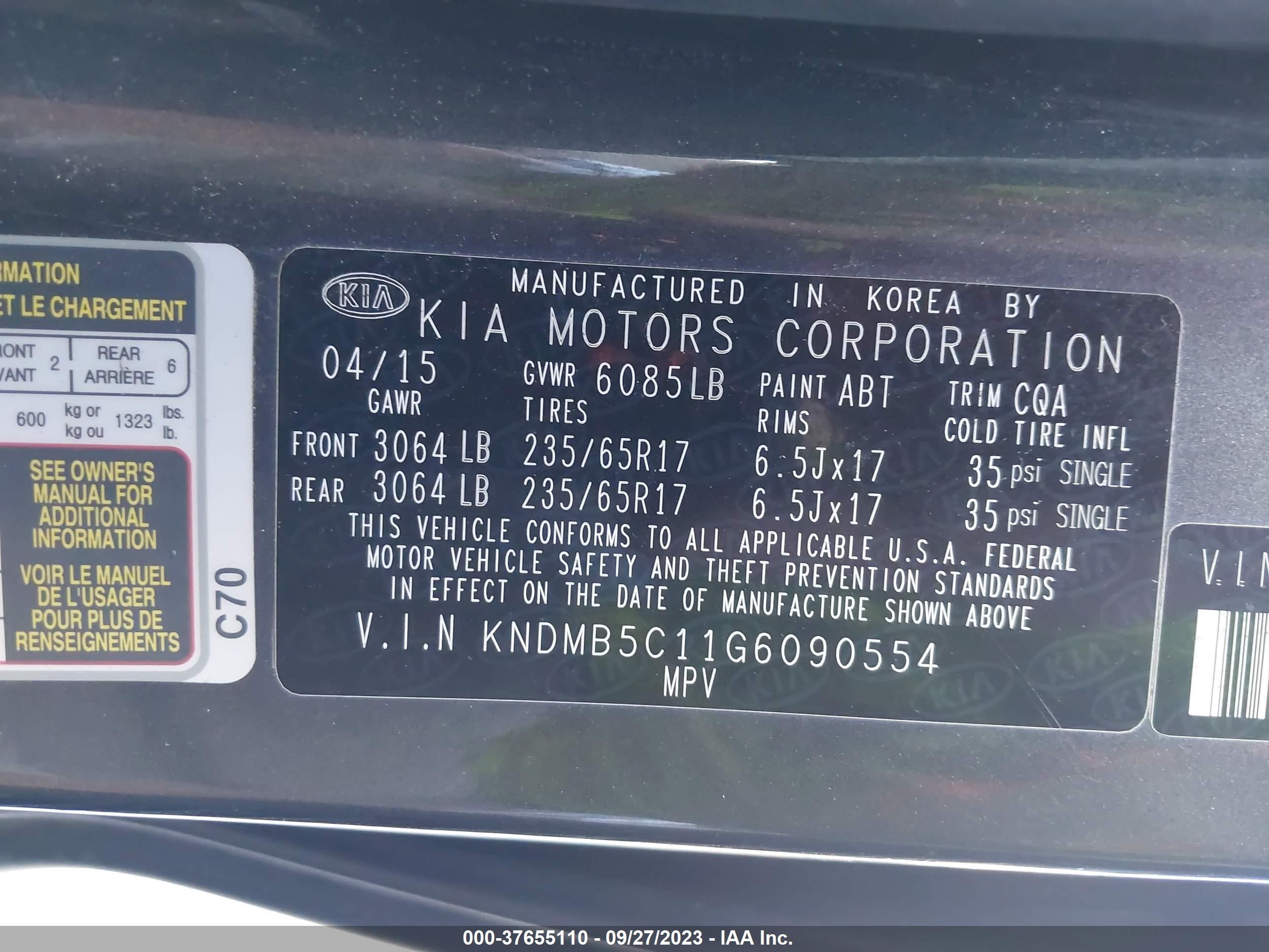 Photo 8 VIN: KNDMB5C11G6090554 - KIA SEDONA 