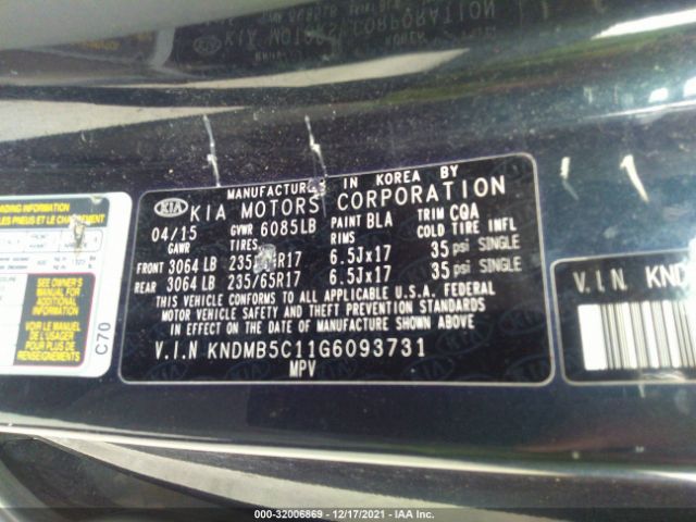 Photo 8 VIN: KNDMB5C11G6093731 - KIA SEDONA 