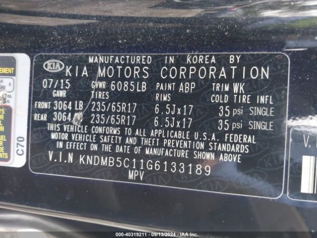 Photo 8 VIN: KNDMB5C11G6133189 - KIA SEDONA 