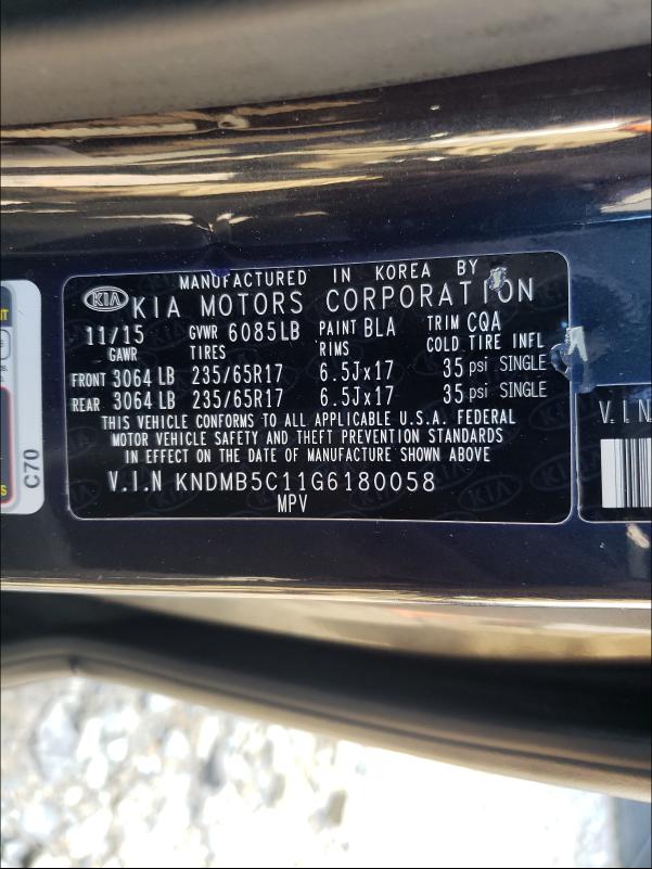 Photo 9 VIN: KNDMB5C11G6180058 - KIA SEDONA LX 