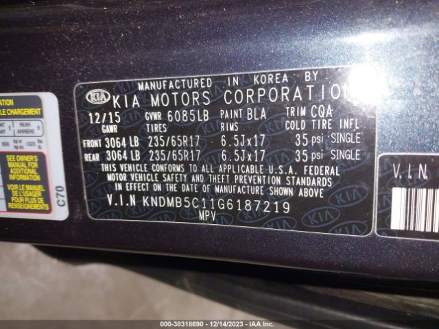 Photo 8 VIN: KNDMB5C11G6187219 - KIA SEDONA 