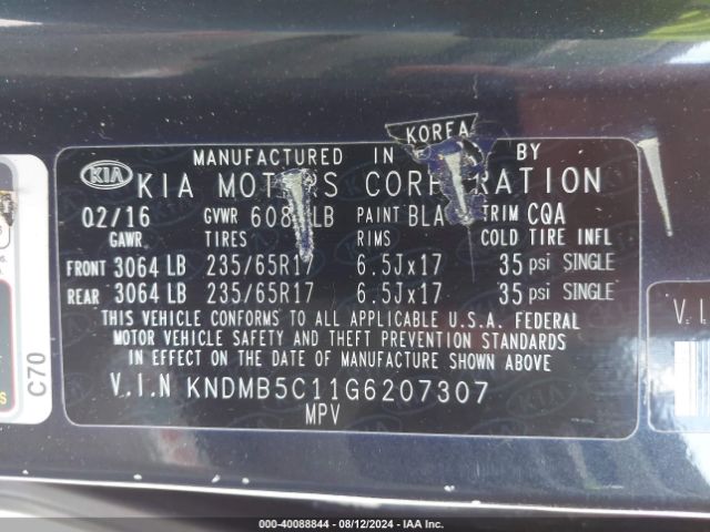 Photo 8 VIN: KNDMB5C11G6207307 - KIA SEDONA 