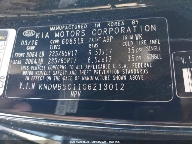 Photo 8 VIN: KNDMB5C11G6213012 - KIA SEDONA 