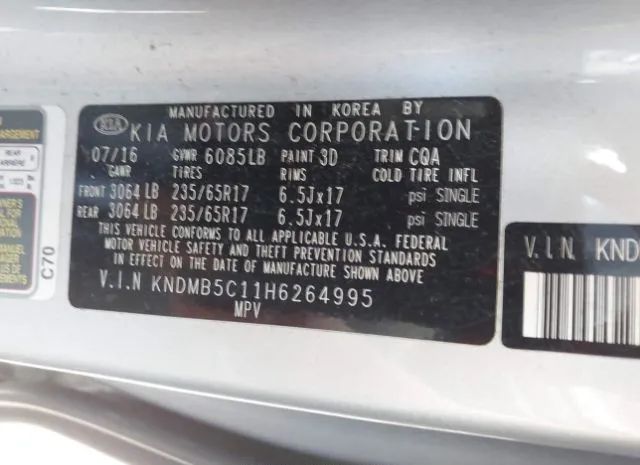 Photo 8 VIN: KNDMB5C11H6264995 - KIA SEDONA 