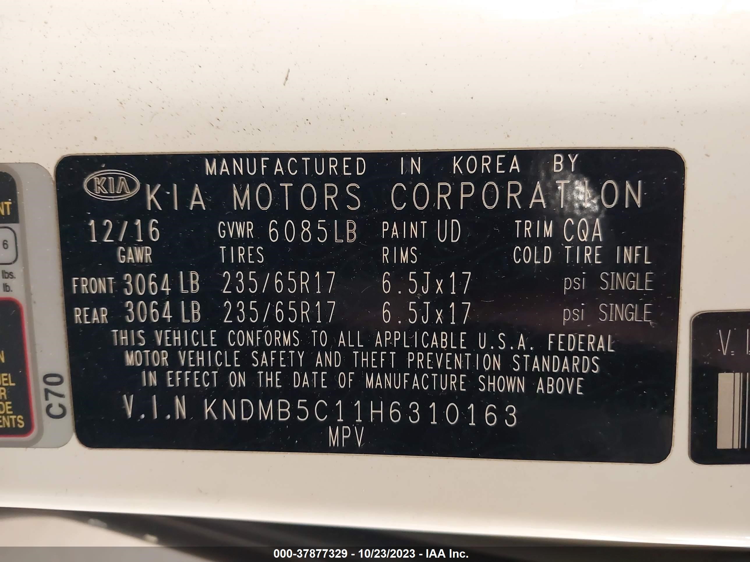 Photo 8 VIN: KNDMB5C11H6310163 - KIA SEDONA 