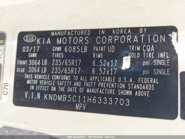 Photo 8 VIN: KNDMB5C11H6333703 - KIA SEDONA 