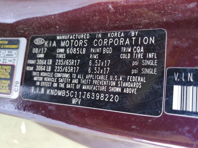 Photo 12 VIN: KNDMB5C11J6398220 - KIA SEDONA 