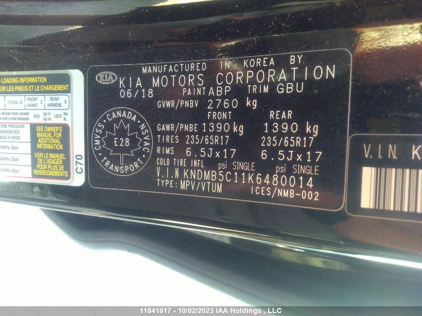 Photo 8 VIN: KNDMB5C11K6480014 - KIA SEDONA 