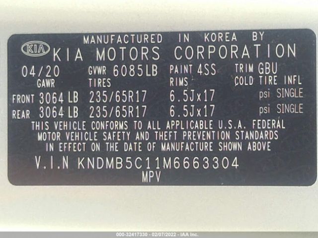 Photo 8 VIN: KNDMB5C11M6663304 - KIA SEDONA 