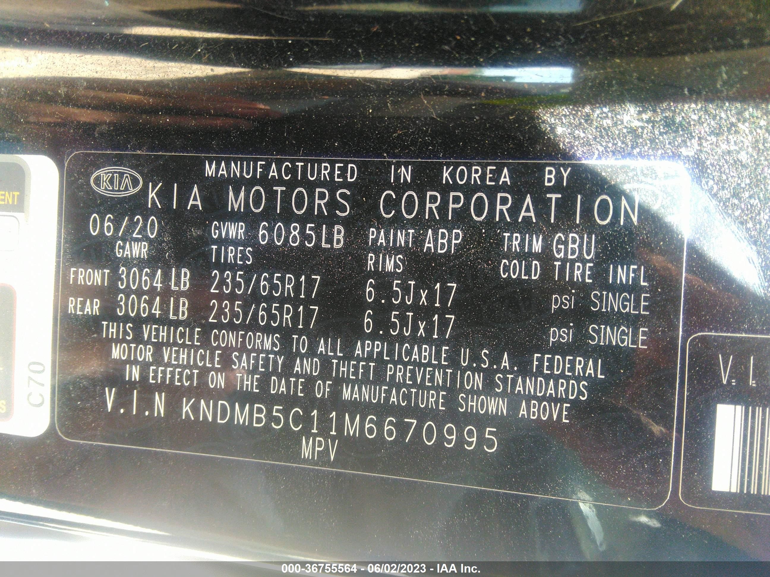 Photo 8 VIN: KNDMB5C11M6670995 - KIA SEDONA 