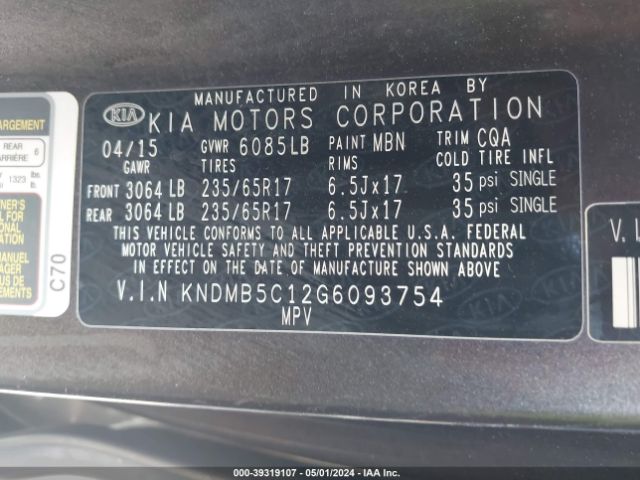 Photo 8 VIN: KNDMB5C12G6093754 - KIA SEDONA 