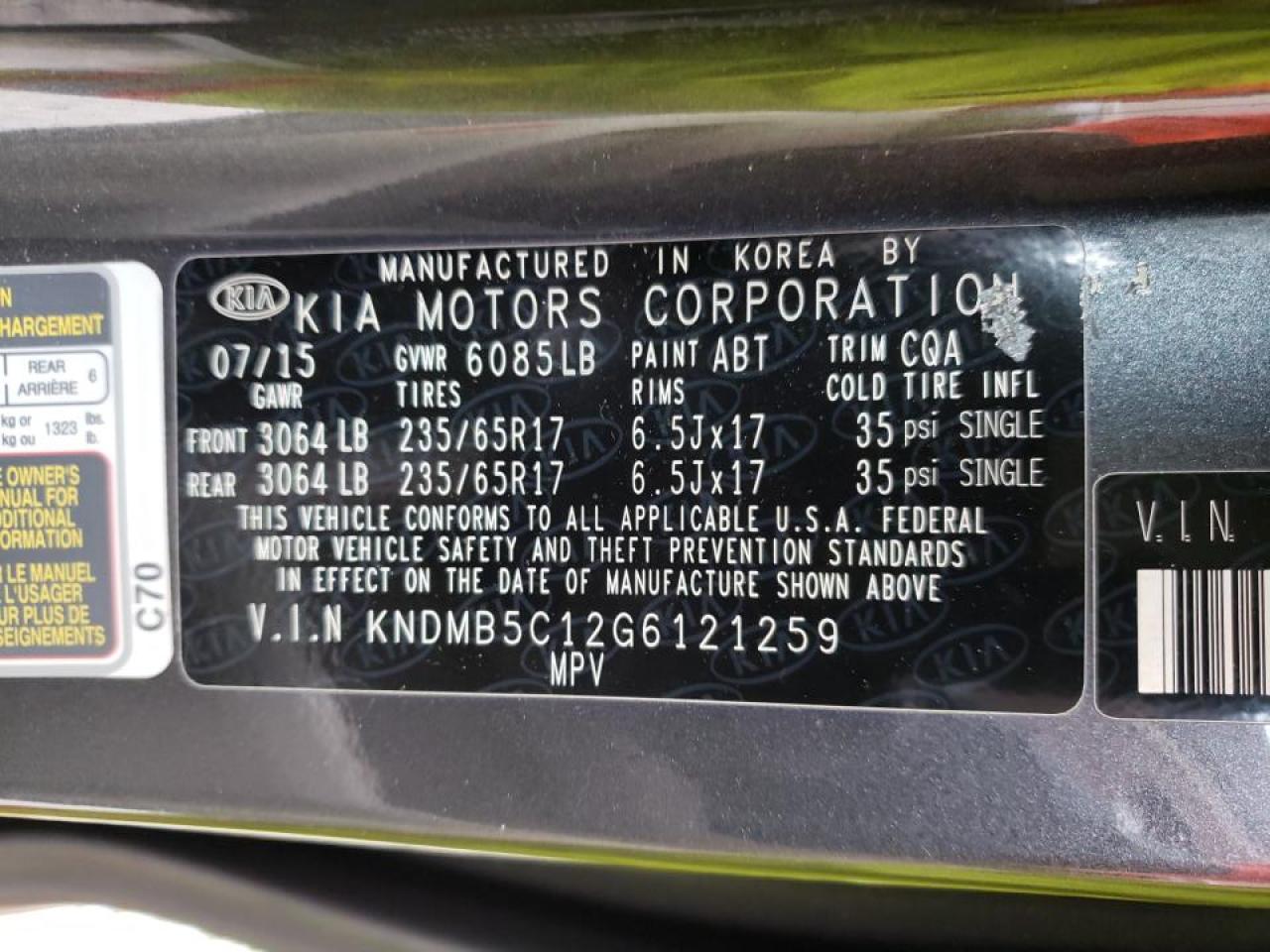 Photo 12 VIN: KNDMB5C12G6121259 - KIA SEDONA 