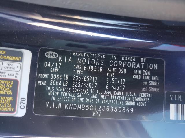 Photo 9 VIN: KNDMB5C12J6350869 - KIA SEDONA LX 