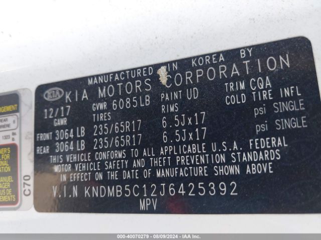 Photo 8 VIN: KNDMB5C12J6425392 - KIA SEDONA 