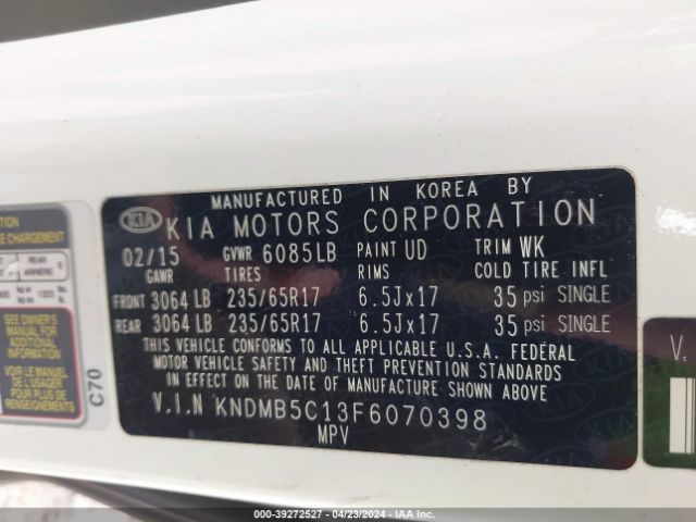 Photo 8 VIN: KNDMB5C13F6070398 - KIA SEDONA 