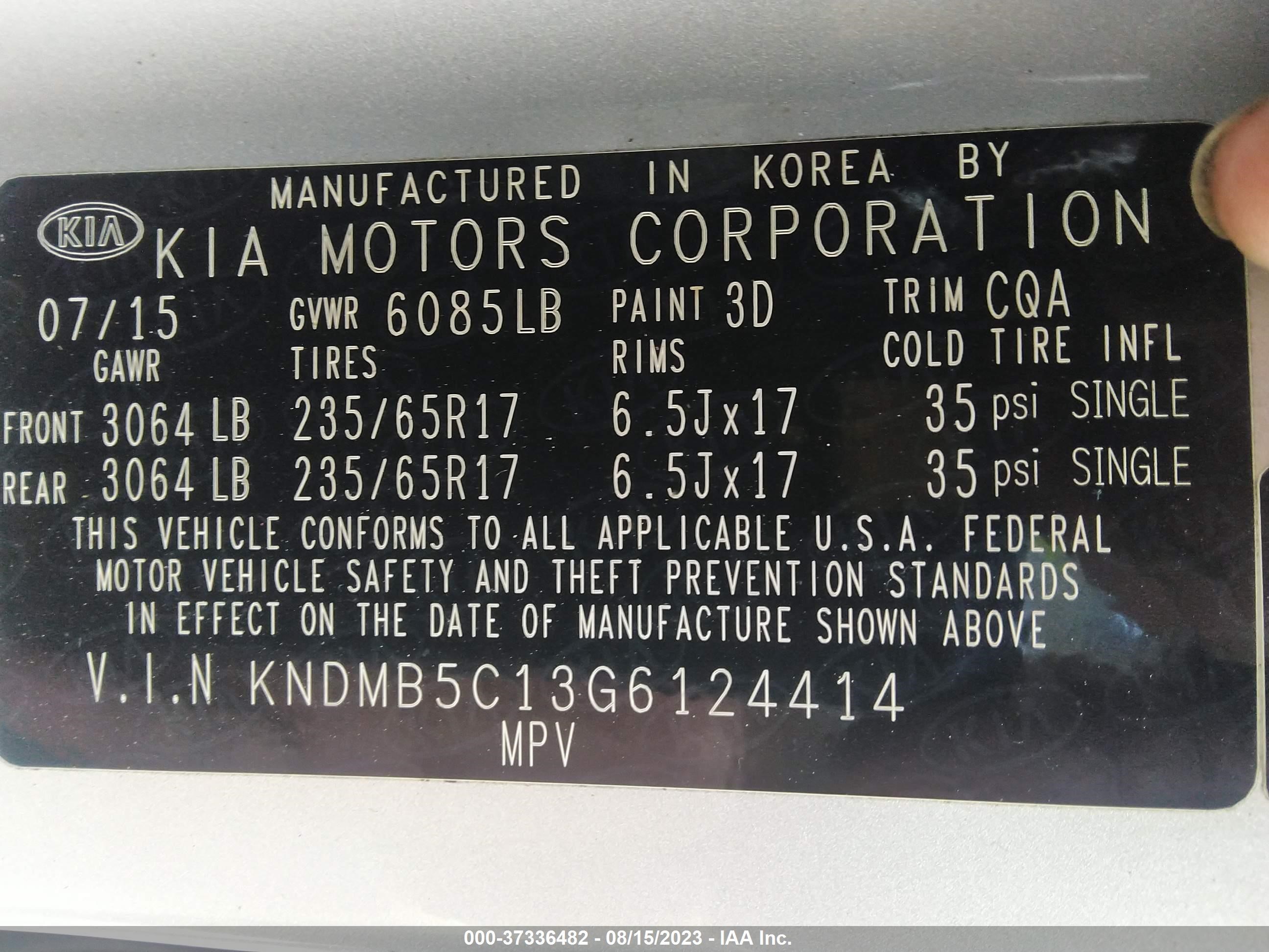 Photo 8 VIN: KNDMB5C13G6124414 - KIA SEDONA 