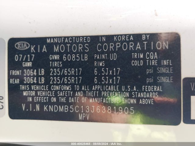 Photo 8 VIN: KNDMB5C13J6381905 - KIA SEDONA 