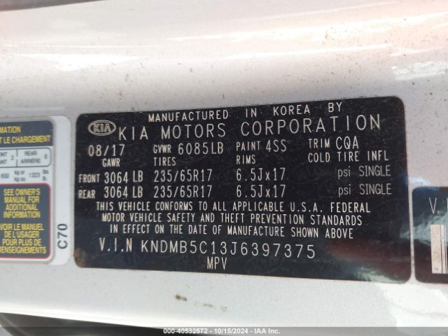 Photo 8 VIN: KNDMB5C13J6397375 - KIA SEDONA 