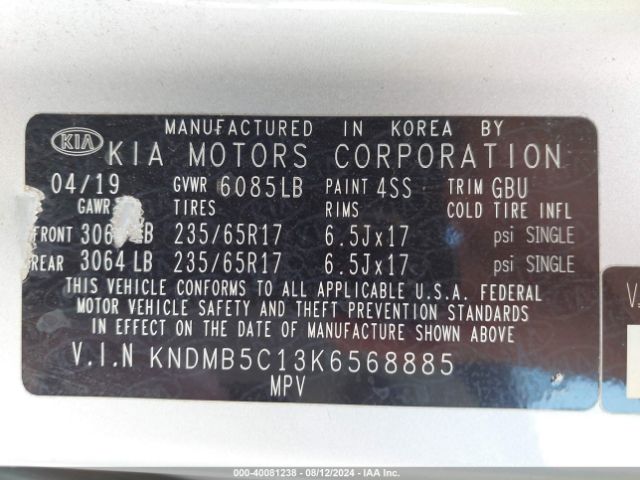 Photo 8 VIN: KNDMB5C13K6568885 - KIA SEDONA 