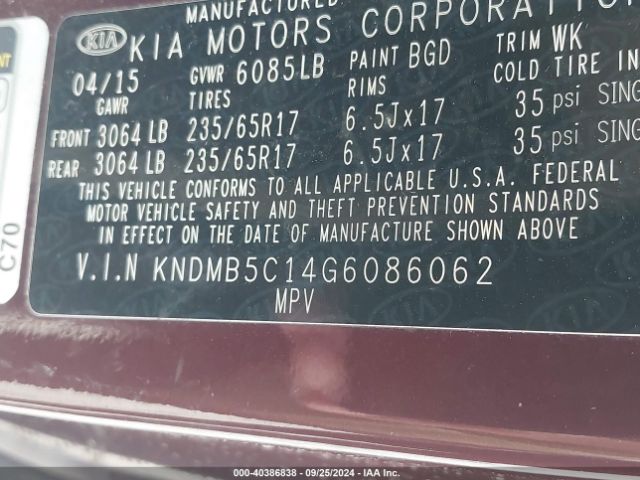 Photo 8 VIN: KNDMB5C14G6086062 - KIA SEDONA 