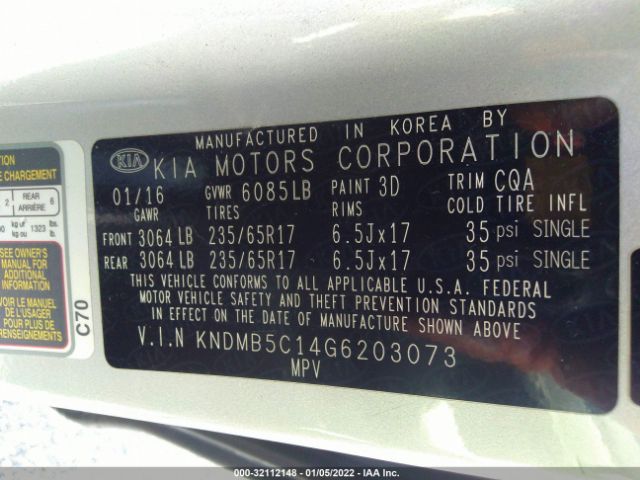 Photo 8 VIN: KNDMB5C14G6203073 - KIA SEDONA 