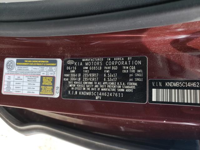 Photo 9 VIN: KNDMB5C14H6247611 - KIA SEDONA LX 