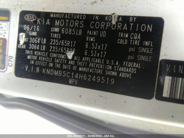 Photo 8 VIN: KNDMB5C14H6249519 - KIA SEDONA 