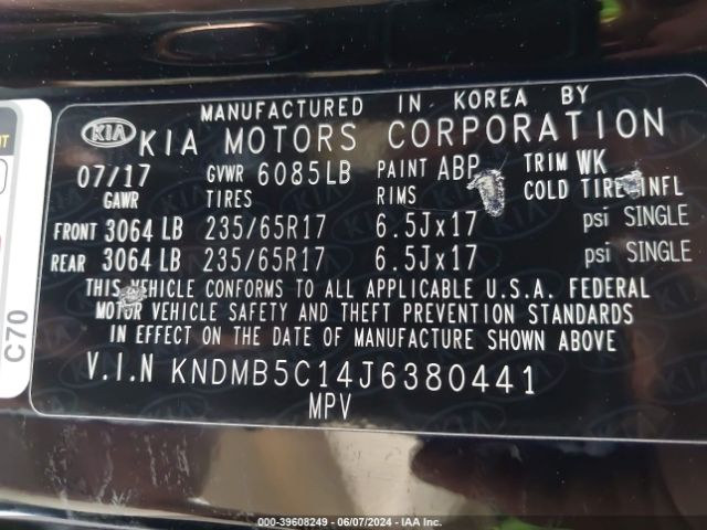 Photo 8 VIN: KNDMB5C14J6380441 - KIA SEDONA 