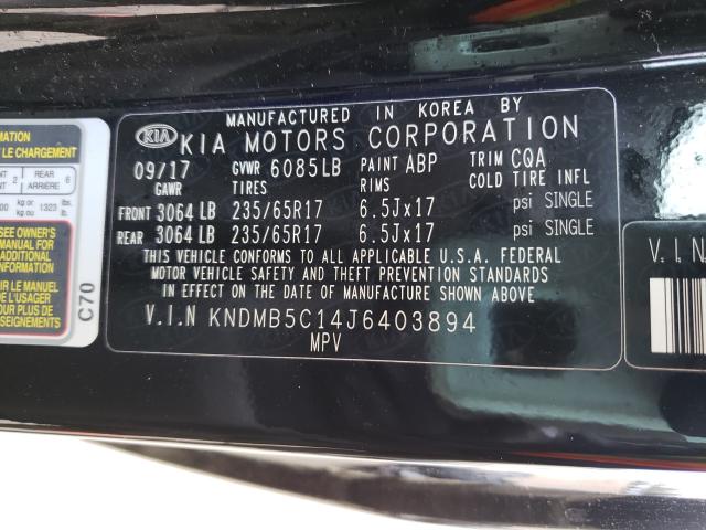 Photo 9 VIN: KNDMB5C14J6403894 - KIA SEDONA LX 