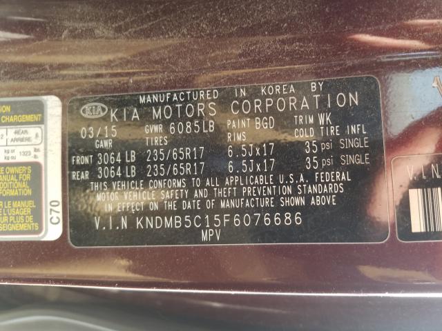 Photo 9 VIN: KNDMB5C15F6076686 - KIA SEDONA LX 