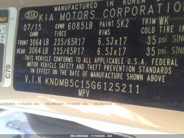 Photo 8 VIN: KNDMB5C15G6125211 - KIA SEDONA 