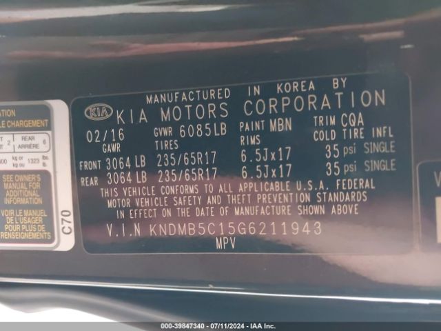 Photo 8 VIN: KNDMB5C15G6211943 - KIA SEDONA 