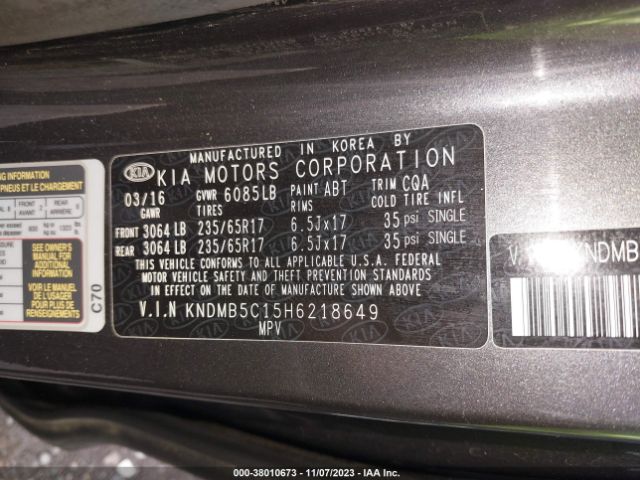 Photo 8 VIN: KNDMB5C15H6218649 - KIA SEDONA 