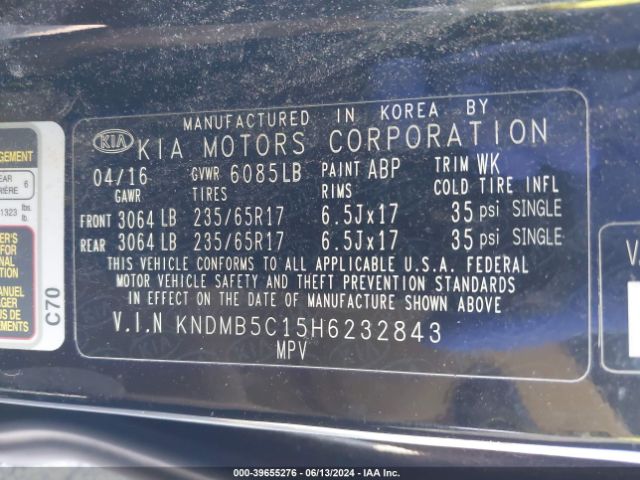 Photo 8 VIN: KNDMB5C15H6232843 - KIA SEDONA 