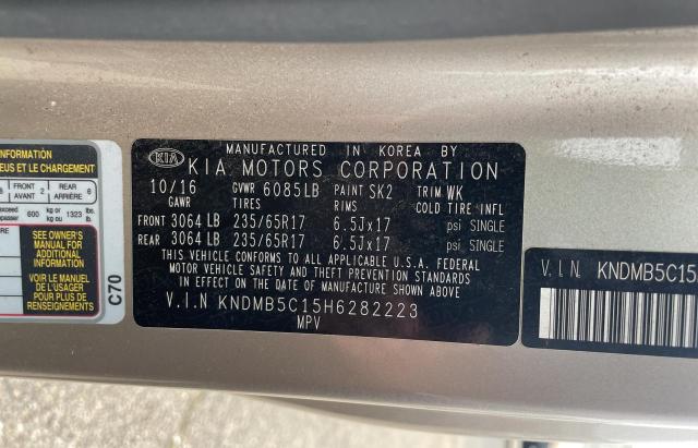 Photo 9 VIN: KNDMB5C15H6282223 - KIA SEDONA LX 