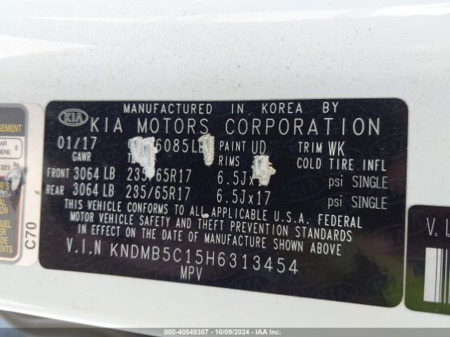 Photo 8 VIN: KNDMB5C15H6313454 - KIA SEDONA 