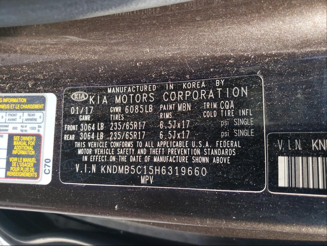 Photo 9 VIN: KNDMB5C15H6319660 - KIA SEDONA 