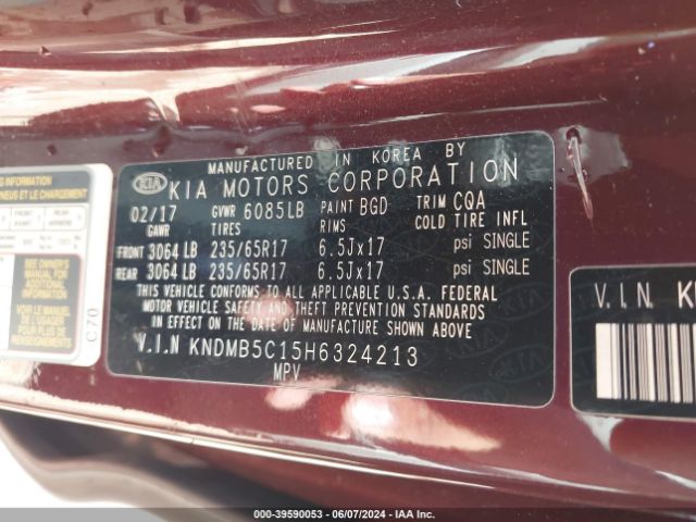 Photo 8 VIN: KNDMB5C15H6324213 - KIA SEDONA 