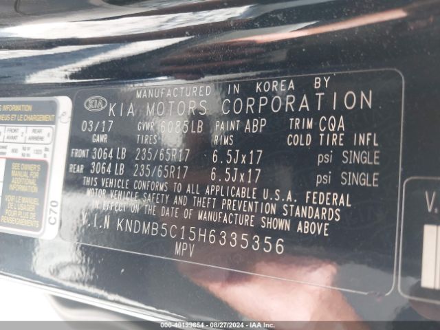 Photo 8 VIN: KNDMB5C15H6335356 - KIA SEDONA 