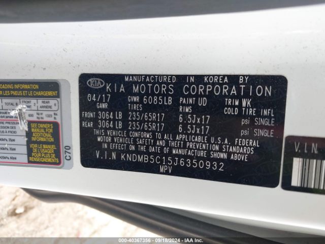 Photo 8 VIN: KNDMB5C15J6350932 - KIA SEDONA 