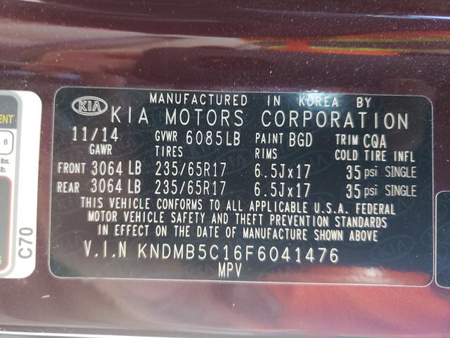 Photo 9 VIN: KNDMB5C16F6041476 - KIA SEDONA LX 