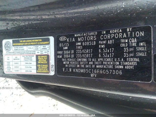 Photo 8 VIN: KNDMB5C16F6057306 - KIA SEDONA 