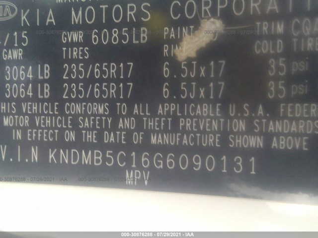 Photo 8 VIN: KNDMB5C16G6090131 - KIA SEDONA 