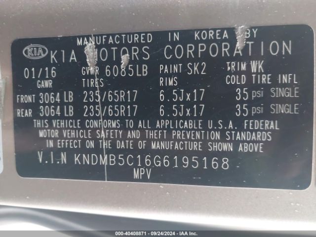 Photo 8 VIN: KNDMB5C16G6195168 - KIA SEDONA 