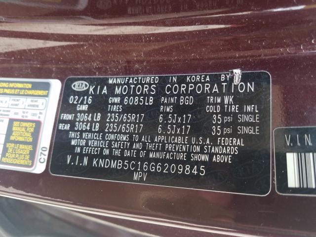 Photo 9 VIN: KNDMB5C16G6209845 - KIA SEDONA 