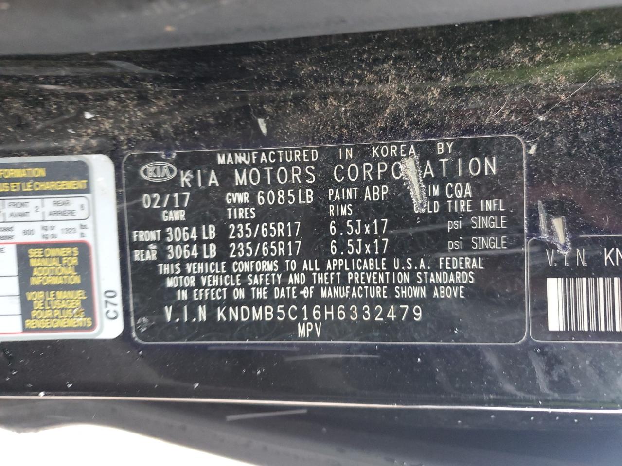 Photo 12 VIN: KNDMB5C16H6332479 - KIA SEDONA 